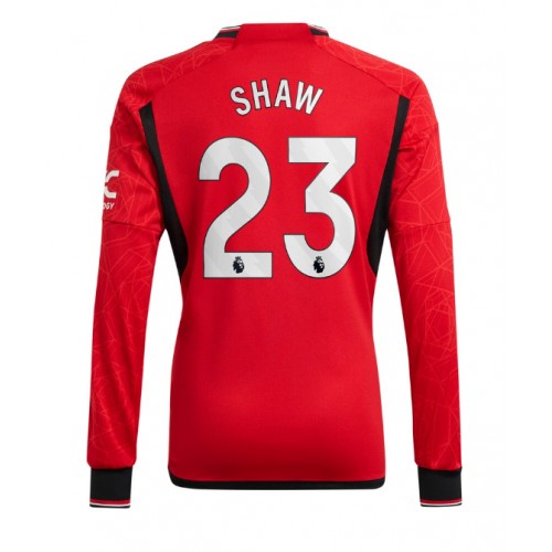 Pánský Fotbalový dres Manchester United Luke Shaw #23 2023-24 Domácí Dlouhý Rukáv
